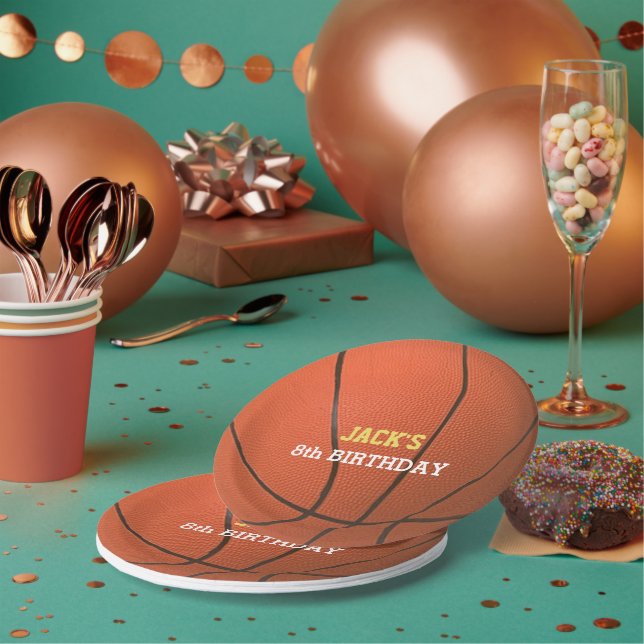 Assiettes En Carton Plaque de papier d'anniversaire de basket-ball (Multi)