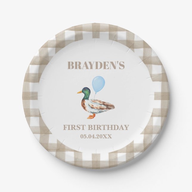 Assiettes En Carton Plaque de papier d'anniversaire de canard (Devant)