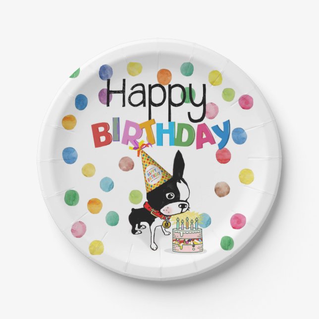 Assiettes En Carton Plaque de papier d'anniversaire Mirabelle Boston t (Devant)