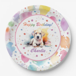 Assiettes En Carton Plaque de papier d'aquarelle Labrador Retriever