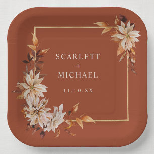 Assiettes En Carton Plaque de papier d'automne en terre cuite