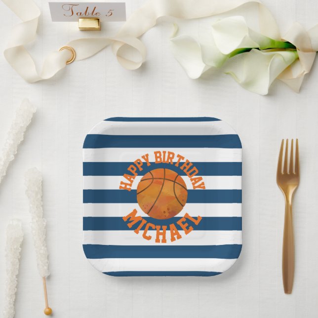 Assiettes En Carton Plaque de papier de basket-ball personnalisée (Mariage)