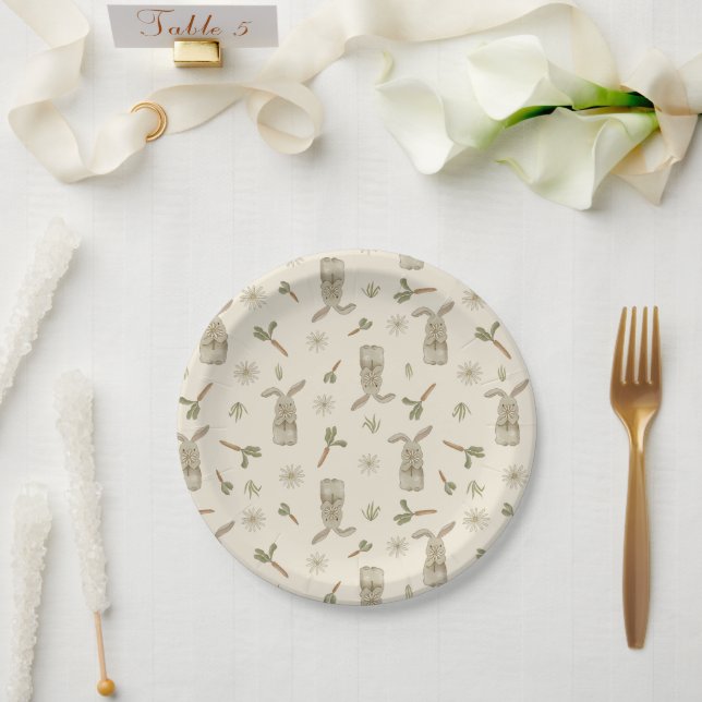 Assiettes En Carton Plaque de papier de Bunny de printemps (Mariage)