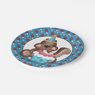 Assiettes En Carton Plaque de papier de fête d'écureuil d'anniversaire