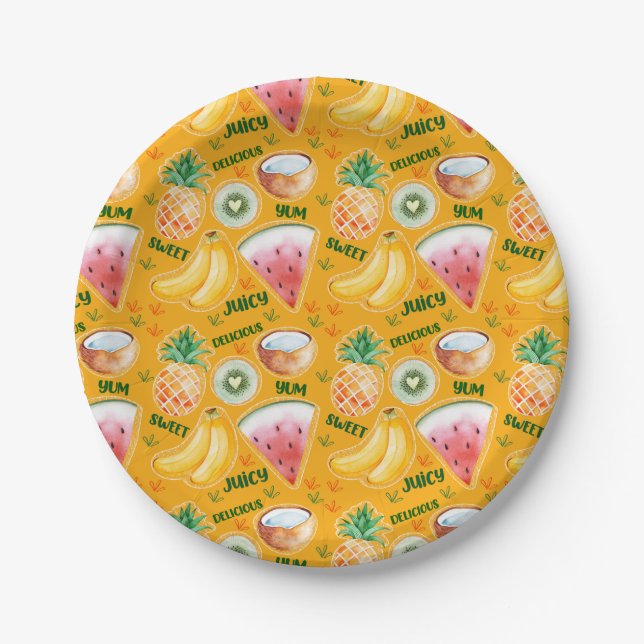 Assiettes En Carton Plaque de papier de fruits tropicaux (Devant)