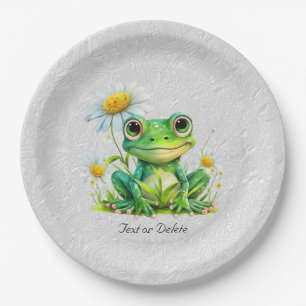 Assiettes En Carton Plaque de papier de grenouille à fleurs