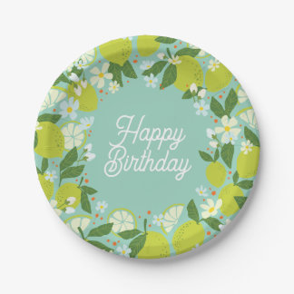 Assiettes En Carton Plaque de papier de jardin d'agrumes - Vert menthe