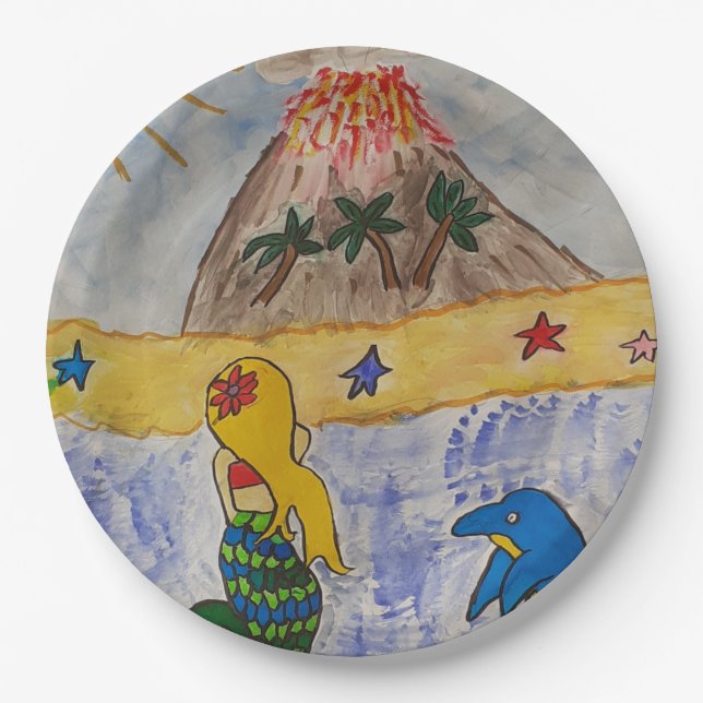 Assiettes En Carton Plaque de papier de l'île Mermaid (Devant)