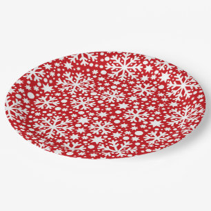Assiettes En Carton Plaque de papier de motif rouge blanc à foulard