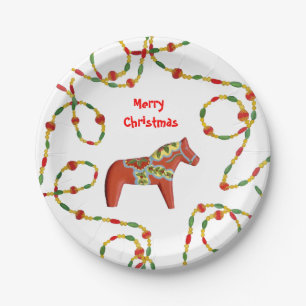 Assiettes En Carton Plaque de papier de Noël Dala Horse
