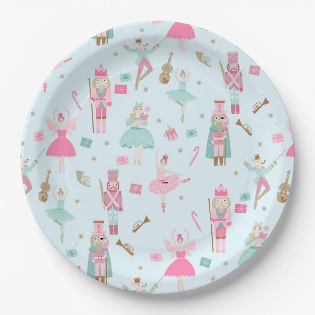 Assiettes En Carton Plaque de papier de Noël rose caillou (Devant)
