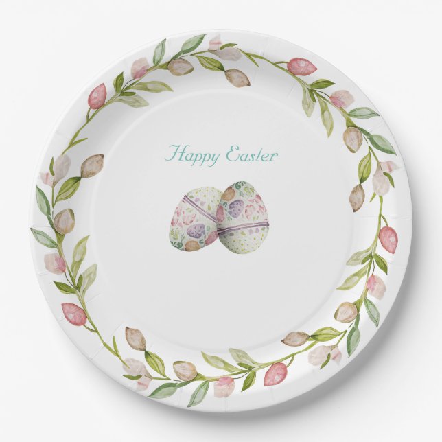 Assiettes En Carton Plaque de papier de Pâques 9" ronde (Devant)