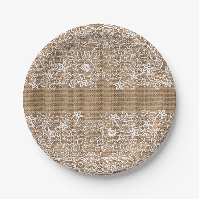 Assiettes En Carton plaque de papier de poche et dentelle (Devant)