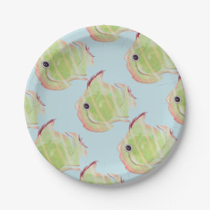 Assiettes En Carton Plaque de papier de poisson vert mignonne