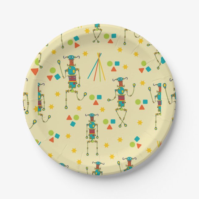 Assiettes En Carton Plaque de papier de soirée robotique (Devant)