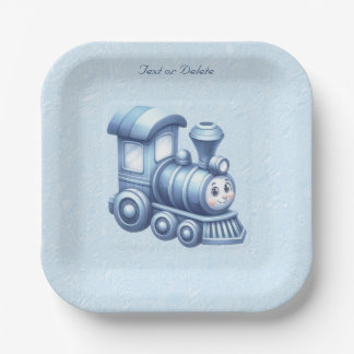 Assiettes En Carton Plaque de papier de train bleu