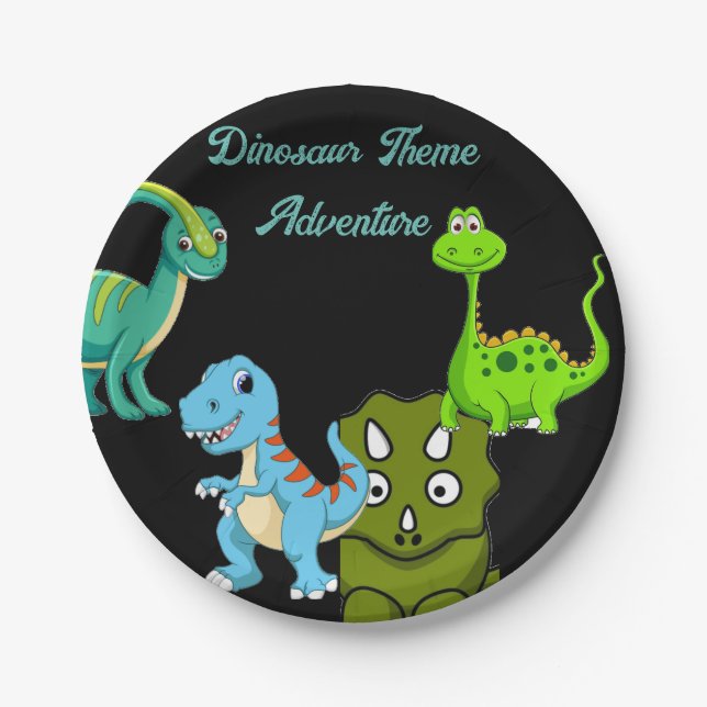 Assiettes En Carton Plaque de papier dinosaure (Devant)