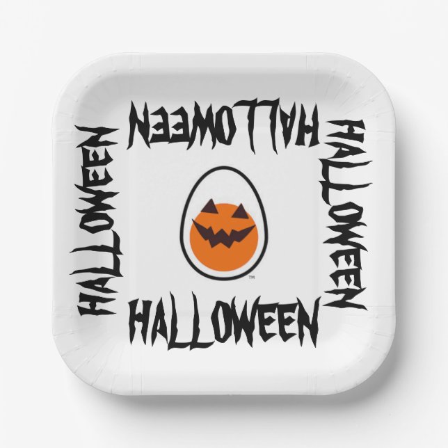 Assiettes En Carton Plaque de papier d'oeuf d'Halloween (Recto)