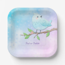 Plaque de papier d'oiseaux bleus