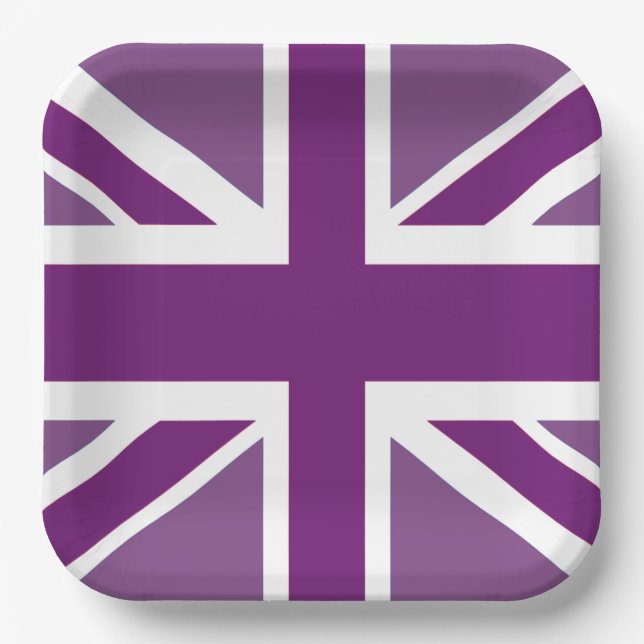 Assiettes En Carton Plaque de papier drapeau britannique violet Union  (Recto)
