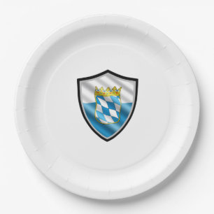 Assiettes En Carton Plaque de papier drapeau du bouclier bavarois