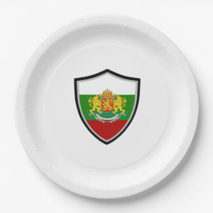 Assiettes En Carton Plaque de papier drapeau du bouclier bulgare