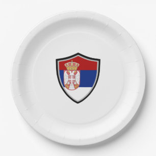 Assiettes En Carton Plaque de papier drapeau du bouclier serbe