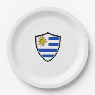 Assiettes En Carton Plaque de papier drapeau du bouclier uruguayen