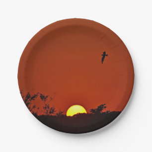 Assiettes En Carton Plaque de papier du coucher de soleil d'été