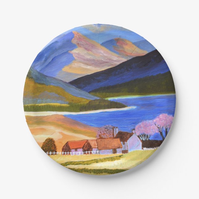 Assiettes En Carton Plaque de papier écossaise des Highlands (Devant)