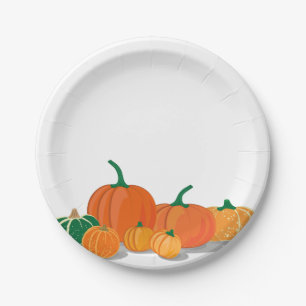 Assiettes En Carton Plaque de papier épicé Citrouille orange mignonne