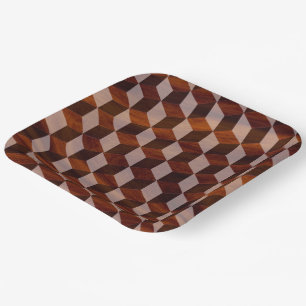 Assiettes En Carton Plaque de papier - Faux en bois incrusté