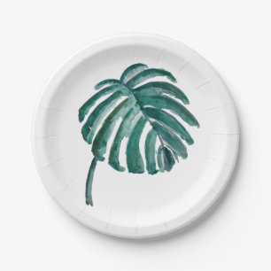 Assiettes En Carton Plaque de papier feuille de palme verte