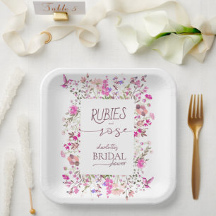 Assiettes En Carton Plaque de papier Fleur sauvage rose pâle