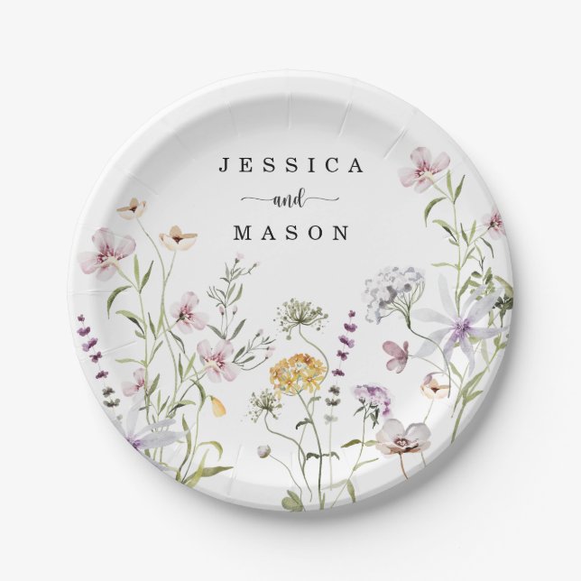 Assiettes En Carton Plaque de papier Fleur sauvage rustique (Devant)