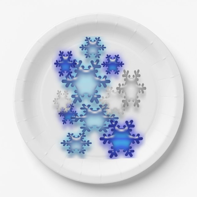 Assiettes En Carton Plaque de papier - Flocon de neige 3D (Devant)
