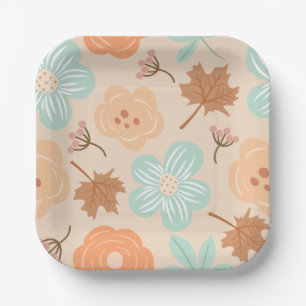 Assiettes En Carton Plaque de papier floral d'automne