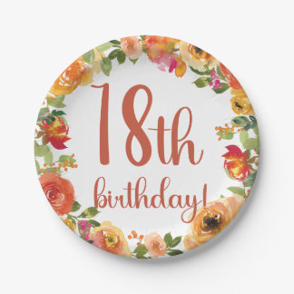 Assiettes En Carton Plaque de papier florale 18e anniversaire