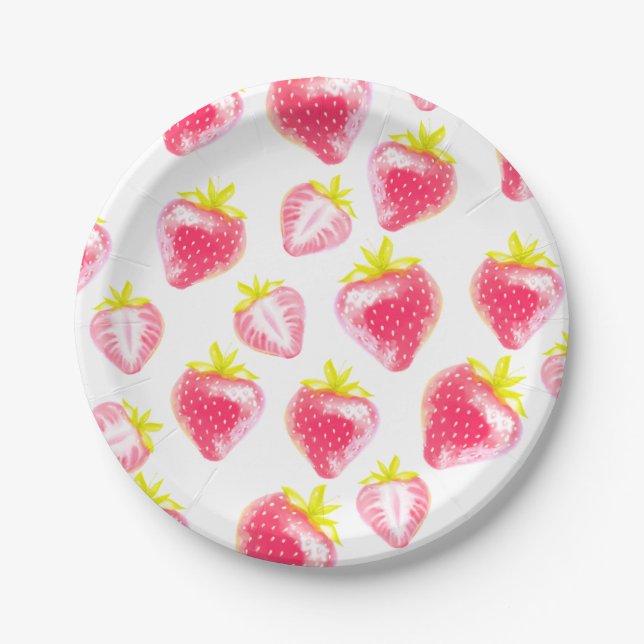 Assiettes En Carton Plaque de papier Fraise sucrée (Devant)
