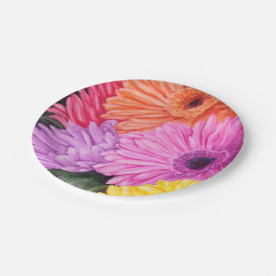 ASSIETTES EN CARTON PLAQUE DE PAPIER GERBER FLEURS BRILLANTES