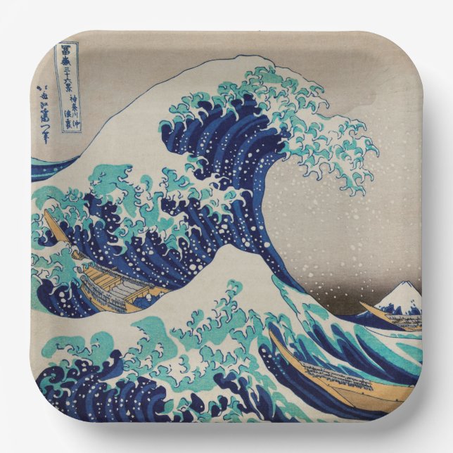 ASSIETTES EN CARTON PLAQUE DE PAPIER : HOKUSAI : LA VAGUE (Recto)
