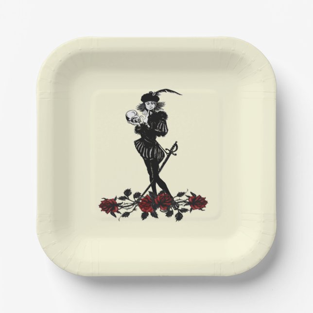 Assiettes En Carton Plaque de papier jaune hameçon (Recto)