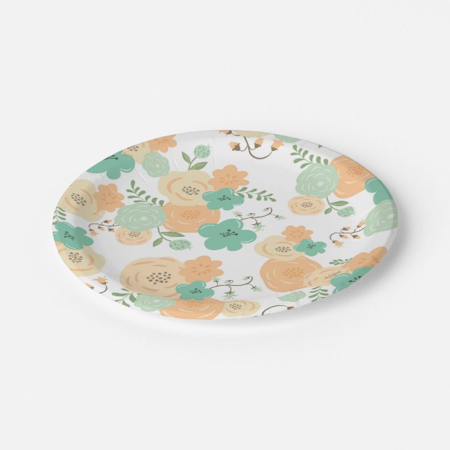 Assiettes En Carton Plaque de papier jetable florale rustique (Angle)