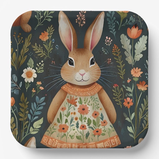 Assiettes En Carton Plaque de papier magique Bunny Springtime (Recto)