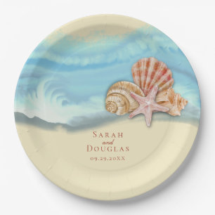 Assiettes En Carton Plaque de papier Mariage Blue Ocean Wave