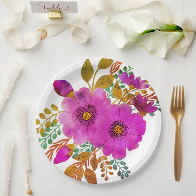 Assiettes En Carton Plaque de papier mariage/douche floral (Mariage)