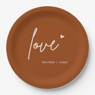 Assiettes En Carton Plaque de papier Mariage minimaliste en terre cuit