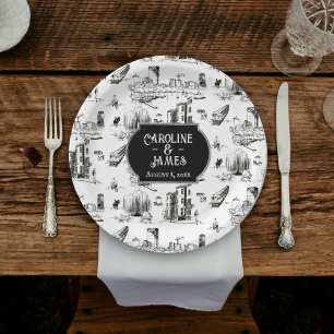 Assiettes En Carton Plaque de papier Mariage personnalisée Boston Toil