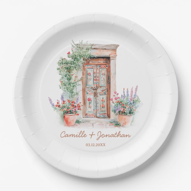 Assiettes En Carton Plaque de papier Mariage Rustique Mexique (Devant)