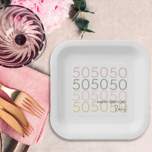 Assiettes En Carton Plaque de papier moderne simple 50 Anniversaire